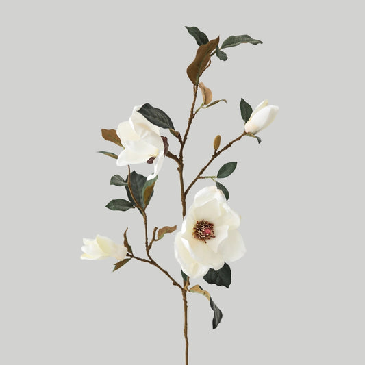 Cream Magnolia Flower Branch- 35"